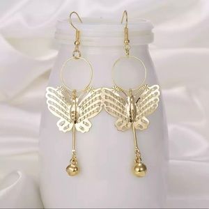Butterfly ball drop earrings in gold Fashion jewelry 3 for $30